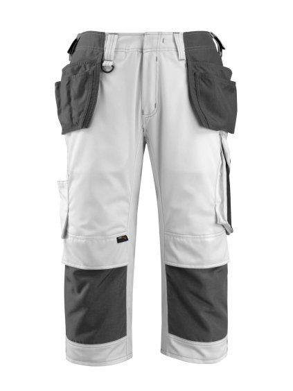 Tříčtvrteční kalhoty se závěsnými kapsami Bílá/tmavě antracitová (Velikost 66)