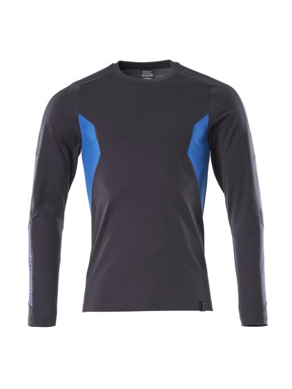 Triko s dlouhým rukávem Černá modrá/Azurová modrá (Velikost XS)