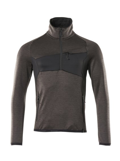 Fleecová mikina s polovičním zipem Tmavě antracitová/černá (Velikost XS)