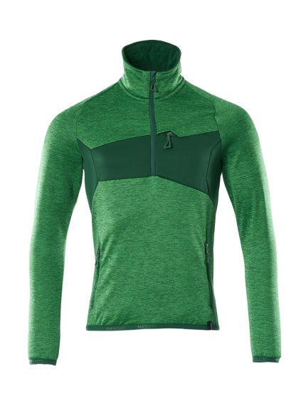 Fleecová mikina s polovičním zipem Travnatě zelená/Zelená (Velikost XS)