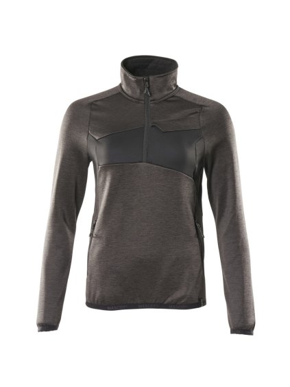 Fleecová mikina s polovičním zipem Tmavě antracitová/černá (Velikost XS)