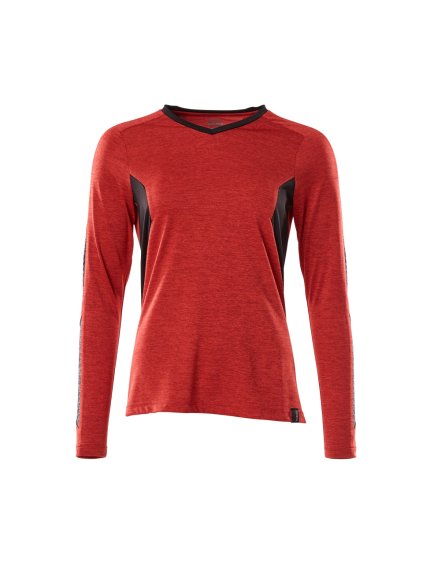 Triko s dlouhým rukávem Dopravní červená melánž/černá (Velikost XS)