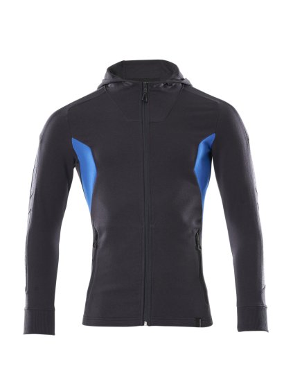 Mikina s kapucí na zip Černá modrá/Azurová modrá (Velikost XS)