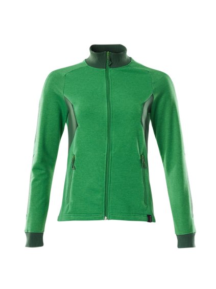 Mikina na zip Travnatě zelená/Zelená (Velikost XS)