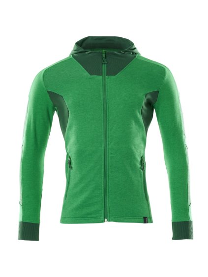 Mikina s kapucí na zip Travnatě zelená/Zelená (Velikost XS)