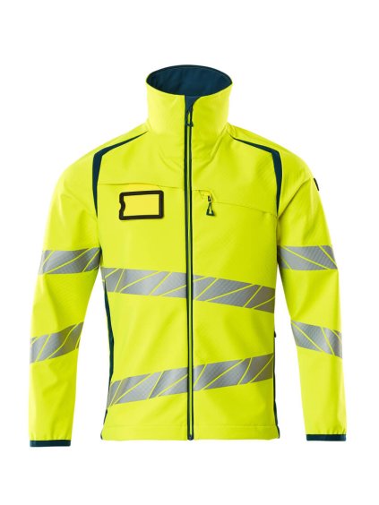 Softshell bunda Hi-vis žlutá/tmavě petrolejová (Velikost XL)