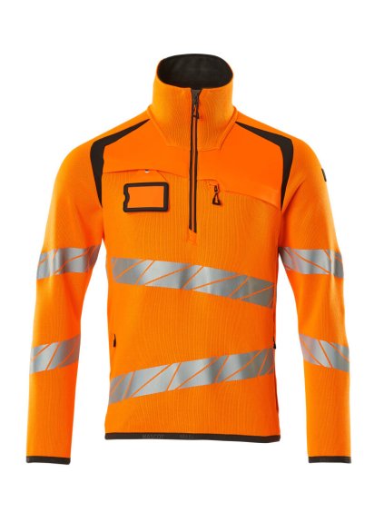 Pletený svetr s krátkým zipem Hi-vis oranžová/tmavě antracitová (Velikost XL)