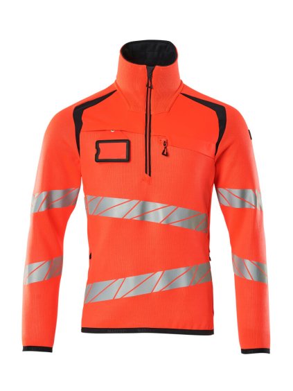 Pletený svetr s krátkým zipem Hi-vis červená/černá modrá (Velikost XL)