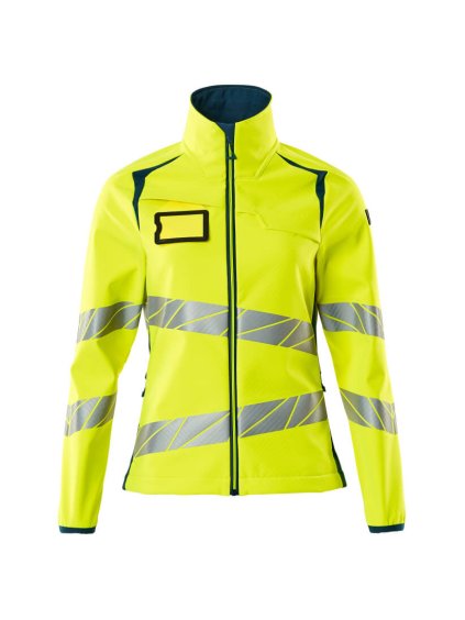 Softshell bunda Hi-vis žlutá/tmavě petrolejová (Velikost XS)