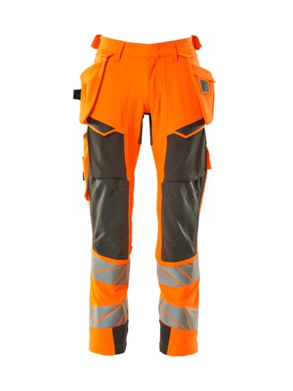 Kalhoty se závěsnými kapsami Hi-vis oranžová/tmavě antracitová (Velikost 68)