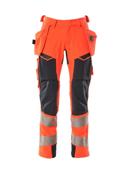 Kalhoty se závěsnými kapsami Hi-vis červená/černá modrá (Velikost 43)