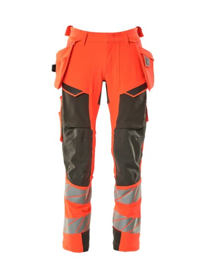 Kalhoty se závěsnými kapsami Hi-vis červená/tmavě antracitová (Velikost 43)