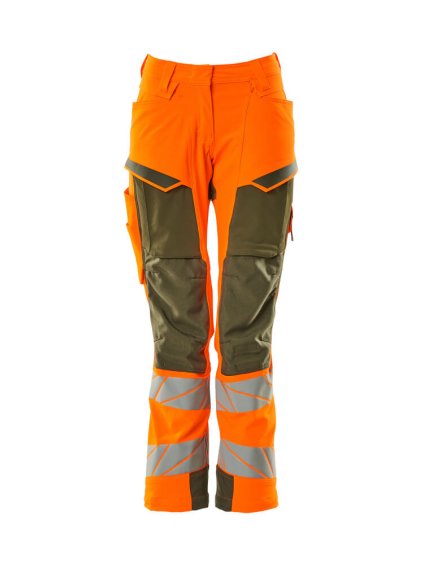 Kalhoty s kolenními kapsami Hi-vis oranžová/mechově zelená (Velikost 58)