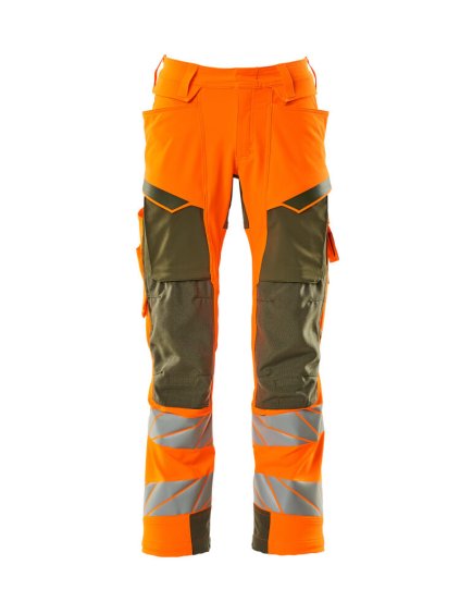 Kalhoty s kolenními kapsami Hi-vis oranžová/mechově zelená (Velikost 43)