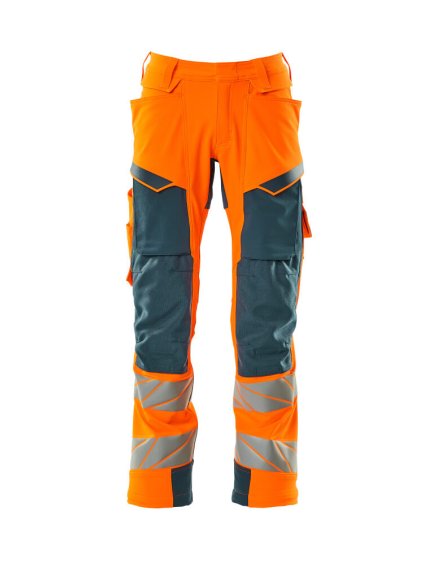 Kalhoty s kolenními kapsami Hi-vis oranžová/tmavě petrolejová (Velikost 68)