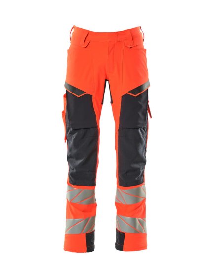 Kalhoty s kolenními kapsami Hi-vis červená/černá modrá (Velikost 68)