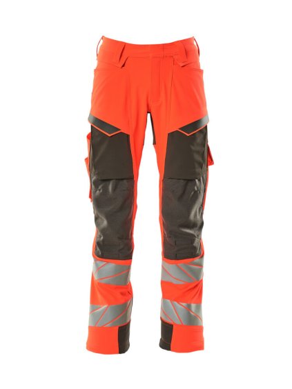 Kalhoty s kolenními kapsami Hi-vis červená/tmavě antracitová (Velikost 68)
