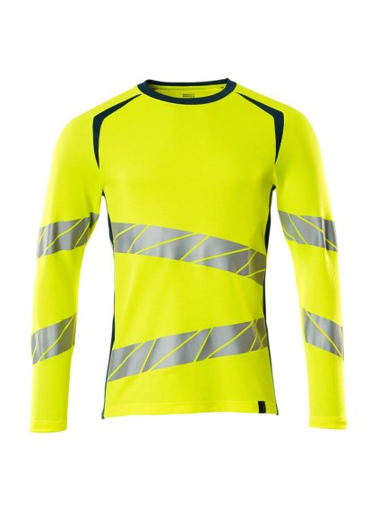 Triko s dlouhým rukávem Hi-vis žlutá/tmavě petrolejová (Velikost XL)