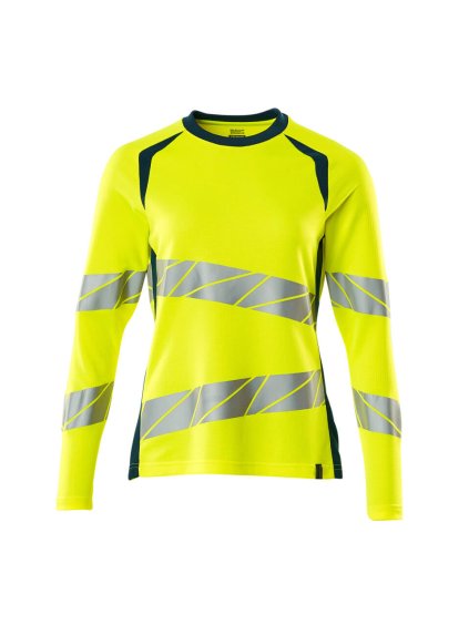 Triko s dlouhým rukávem Hi-vis žlutá/tmavě petrolejová (Velikost XS)