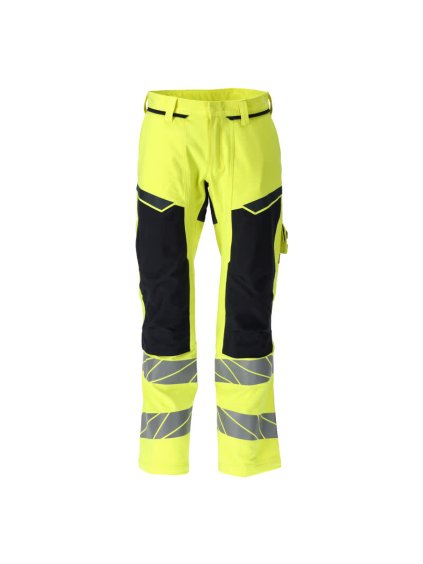 Kalhoty s kolenními kapsami Hi-vis žlutá/černo modrá (Velikost 68)
