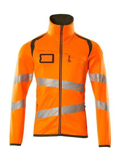 Fleecová mikina na zip Hi-vis oranžová/mechově zelená (Velikost XL)