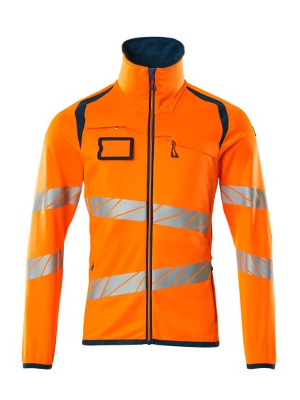 Fleecová mikina na zip Hi-vis oranžová/tmavě petrolejová (Velikost XL)