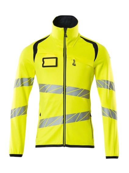 Fleecová mikina na zip Hi-vis žlutá/černo modrá (Velikost XL)