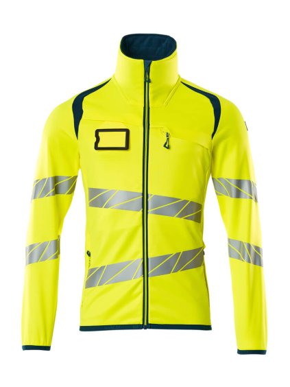 Fleecová mikina na zip Hi-vis žlutá/tmavě petrolejová (Velikost XL)