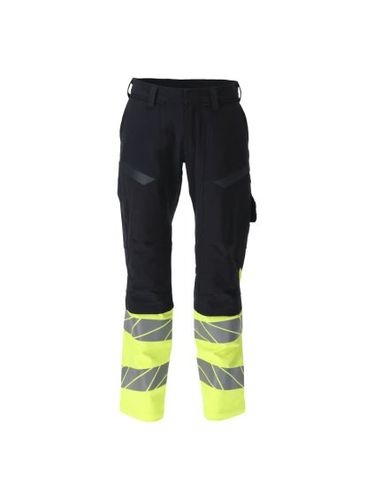 Kalhoty s kolenními kapsami Černá modrá/hi-vis žlutá (Velikost 68)