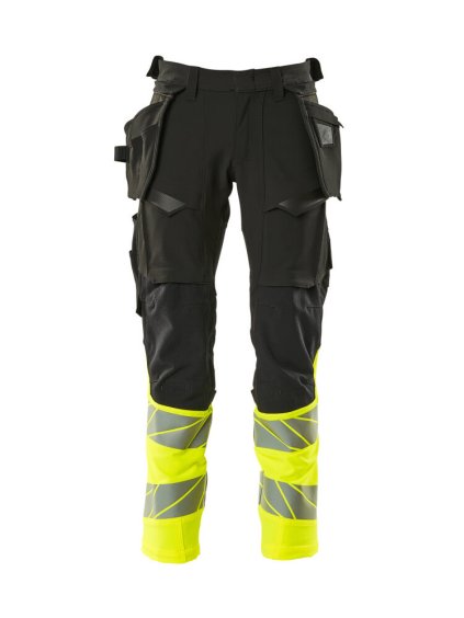 Kalhoty se závěsnými kapsami Černá/hi-vis žlutá (Velikost 68)