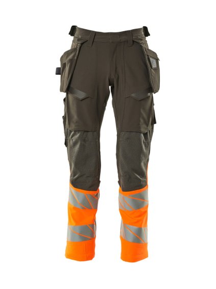 Kalhoty se závěsnými kapsami Tmavě antracitová/hi-vis oranžová (Velikost 43)