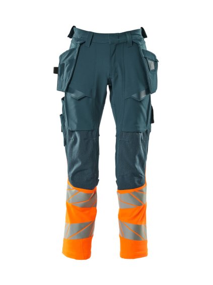 Kalhoty se závěsnými kapsami Tmavě petrolejová/hi-vis oranžová (Velikost 68)