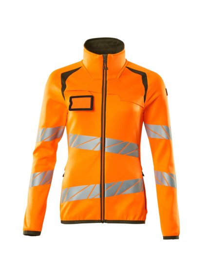 Fleecová mikina na zip Hi-vis oranžová/mechově zelená (Velikost XS)