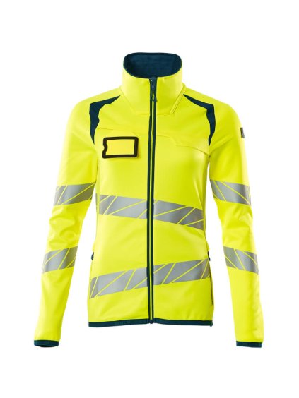 Fleecová mikina na zip Hi-vis žlutá/tmavě petrolejová (Velikost XS)