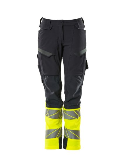 Kalhoty s kolenními kapsami Černá modrá/hi-vis žlutá (Velikost 56)