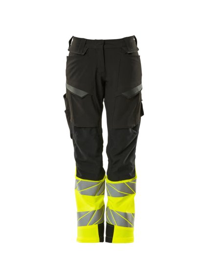 Kalhoty s kolenními kapsami Černá/hi-vis žlutá (Velikost 56)