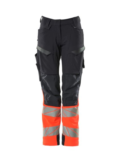 Kalhoty s kolenními kapsami Černá modrá/hi-vis červená (Velikost 56)