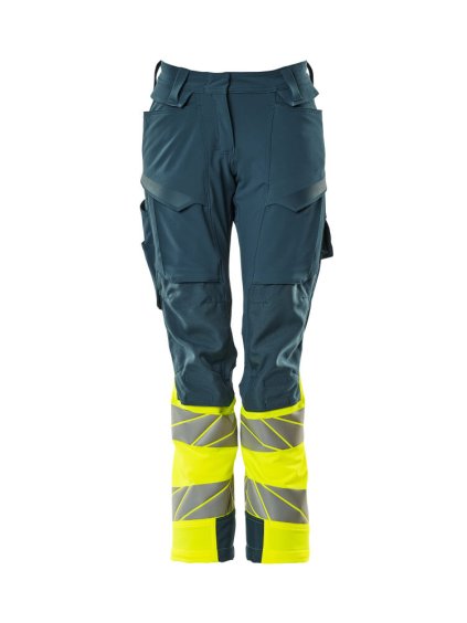 Kalhoty s kolenními kapsami Tmavě petrolejová/hi-vis žlutá (Velikost 43)