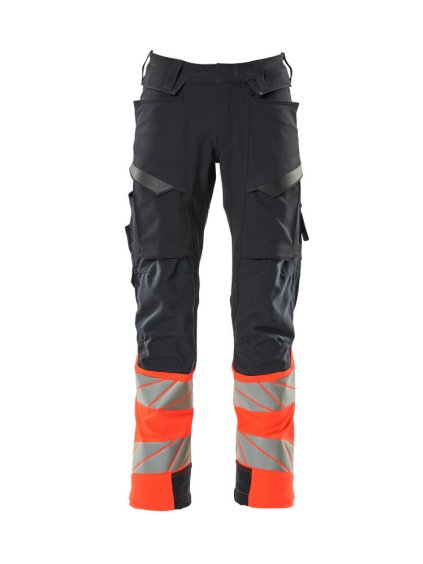 Kalhoty s kolenními kapsami Černá modrá/hi-vis červená (Velikost 68)