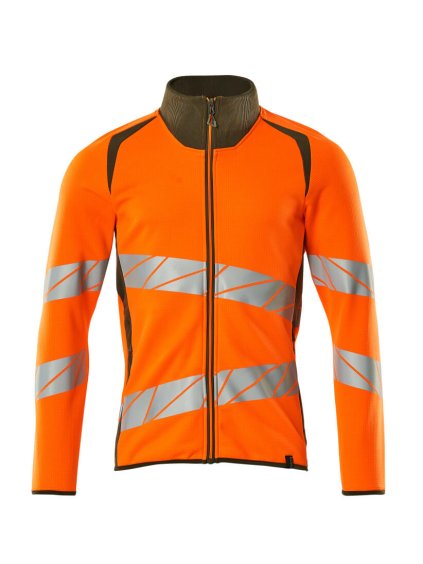 Mikina se zipem Hi-vis oranžová/mechově zelená (Velikost XS)
