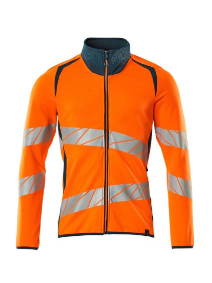 Mikina se zipem Hi-vis oranžová/tmavě petrolejová (Velikost XS)