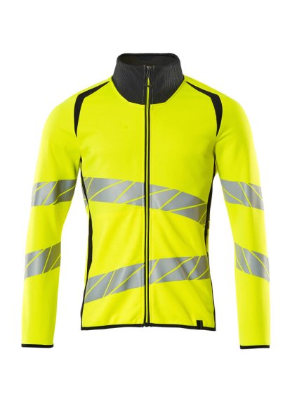 Mikina se zipem Hi-vis žlutá/černo modrá (Velikost XS)