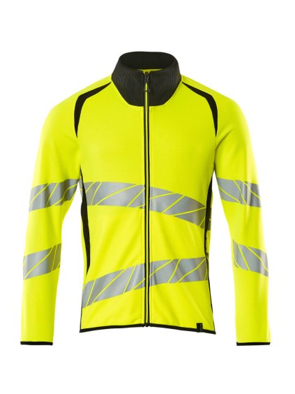 Mikina se zipem Hi-vis žlutá/černá (Velikost XS)