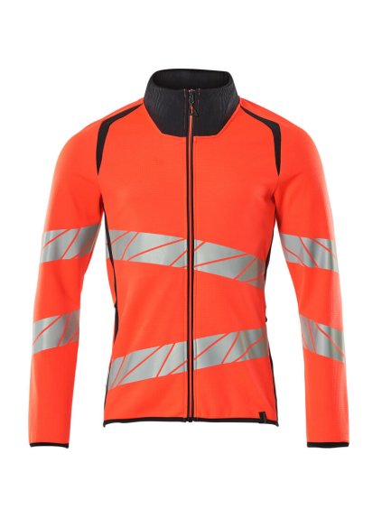 Mikina se zipem Hi-vis červená/černá modrá (Velikost XS)