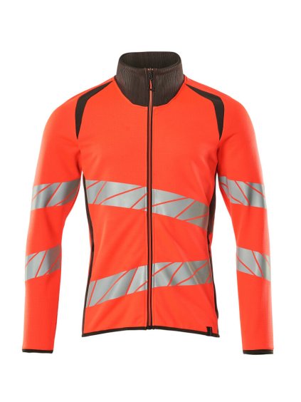 Mikina se zipem Hi-vis červená/tmavě antracitová (Velikost XS)