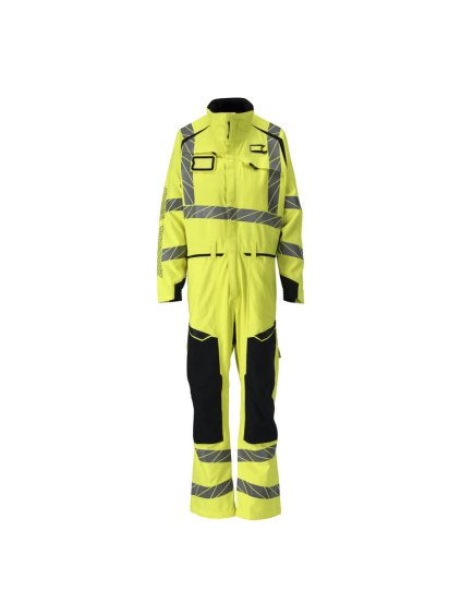 Overal s kolenními kapsami Hi-vis žlutá/černo modrá (Velikost XL)
