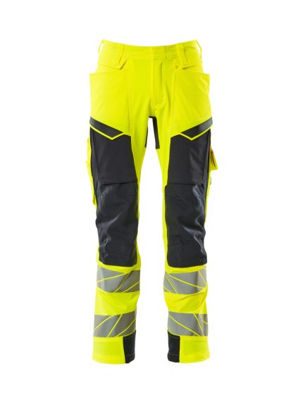 Kalhoty s kolenními kapsami Hi-vis žlutá/černo modrá (Velikost 68)