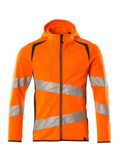 Mikina s kapucí na zip Hi-vis oranžová/tmavě antracitová (Velikost XS)
