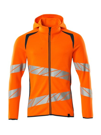 Mikina s kapucí na zip Hi-vis oranžová/tmavě petrolejová (Velikost XS)