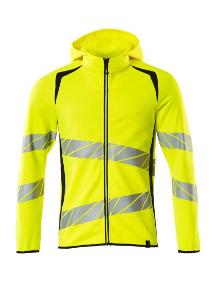 Mikina s kapucí na zip Hi-vis žlutá/černo modrá (Velikost XS)